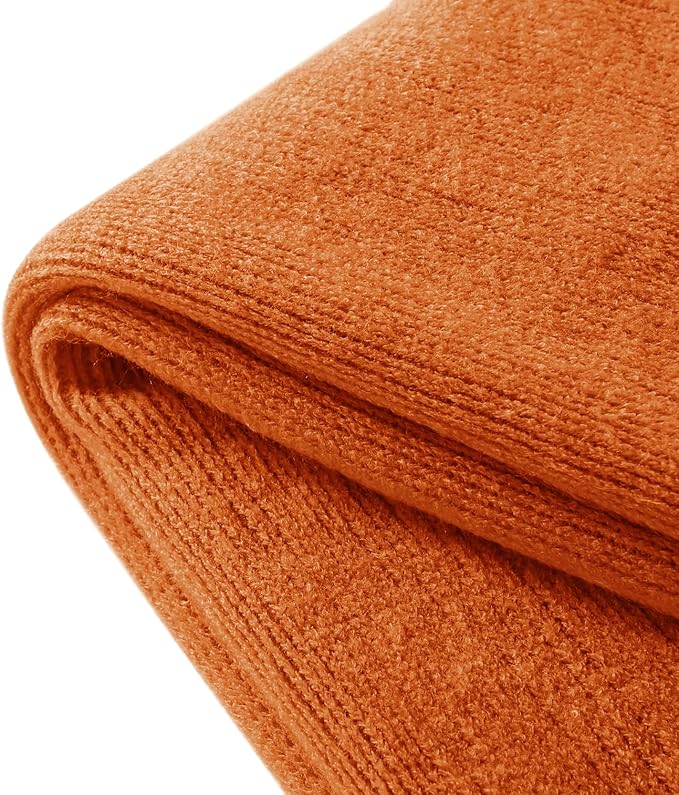 Homiest Decorative Knitted Throw Blanket with Fringe, Lightweight & Soft Acrylic Knit Blanket Tassel for Couch, Sofa, Bed (Dark Orange, 50 x 60 Inch)