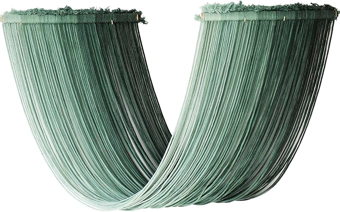 Jakalin Macrame Wall Hanging Green Yarn Wall Art Boho Decor Textile Tassel Cord Bohemian Home Decor for Home Living Room Bedroom