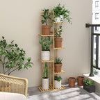 Laiensia Bamboo Plant Stand Rack 6 Tier,Multiple Stand Holder Shelf Rack, Indoor&Outdoor Planter Display Shelves for Patio Garden, Living Room, Corner Balcony and Bedroom,Wood Color