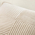 MIULEE Decorative Lumbar Throw Pillow Covers for Couch Bed Livingroom 12x24 Inch Set of 2 Beige Boho Accent Throw Pllows Broadside Striped Patchwork Soft Corduroy Pillowcases