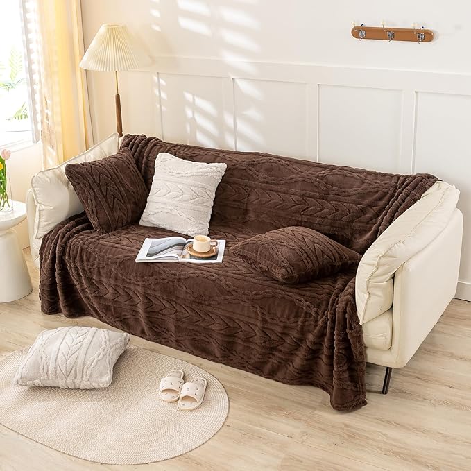 YUSOKI Twin XL Blanket Single Layer,Weight(3.1lb),370GMS-3D Stylish Design for Gift Home Decor (Brown,65"x90")