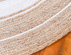 Unique Loom Braided Jute Collection Classic Quality Made Natural Hand Woven with Coastal Design Area Rug (3' 3 x 3' 3 Round, Natural/ Ivory)
