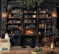 TUGCAY Vintage Bookshelf Tapestry, Medieval Gothic Bookcase Tapestry Spooky Library Tapestries Book Skull Backdrop for Bedroom Living Room Dorm Office Wall Decor 80’’ x 60’’