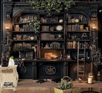 TUGCAY Vintage Bookshelf Tapestry, Medieval Gothic Bookcase Tapestry Spooky Library Tapestries Book Skull Backdrop for Bedroom Living Room Dorm Office Wall Decor 80’’ x 60’’