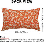 Orange Pillow Covers 12x20 Set of 2 Vintage Floral Rustic Old Style Cute Flower Print Rectangle Decorative Outdoor Pillowcases Seasonal Farmhouse Throw Cushion Case Couch Sofa Bed Decor