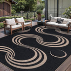Tangsoo Easy Jute Rug 6x9 Washable Area Rugs for Living Room,Non Slip Indoor Outdoor Carpet,Farmhouse Modern Black Large Throw Mat for Office Balcony Backyard Dining Room Sunroom