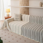 VClife Chenille Sofa Cover Bohemian Striped Pattern Couch Cover for 3 Cushion Sofa - Cream and Gray Textured Sofa Slipcover Washable Furniture Protector for Couch Decorative Couch Cushion Cover