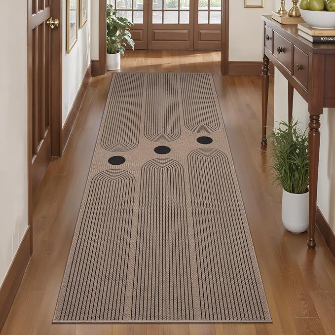Tangsoo Rainbow Easy Jute Rug 2x6 Washable Runner for Hallways,Non-Slip Thin Farmhouse Carpet Modern Kitchen Indoor Outdoor Runner Door Mat for Porch Laundry Bedroom Living Room Entryway