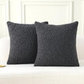 FUTEI Charcoal Throw Pillow Covers 26x26 Inch Set of 2,Furry Faux Fur Teddy Boucle Textured Cushion Covers,Soft Fluffy Decorative Euro Pillow Shams,Home Decor for Couch Bed Living Room Office Car