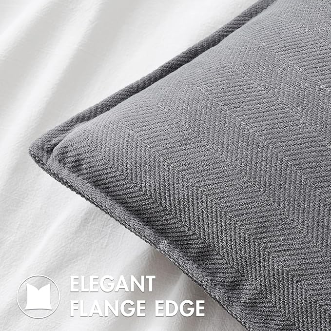MIULEE Pack of 2 Grey Decorative Pillow Covers 26x26 Inch Soft Chenille Luxurious Couch Throw Pillows Farmhouse Cushion Covers Euro Shams with Elegant Design for Sofa Bedroom Living Room Home Decor