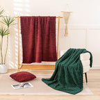 YUSOKI Sherpa Large Throw Blanket Single Layer,Light Weight(1.7lb),370GMS-3D Stylish Design for Gift Home Decor (Burgundy Red,50"x65")