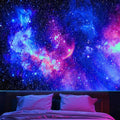 Blacklight Galaxy Tapestry for Bedroom Aesthetic Space Starry Sky Stars Universe Backdrop Black Light Poster Decor Wall Hanging Glow in the Dark Tapestry for Living Room Dorm Home Decoration(60"X79")