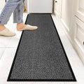 8ft Natural Jute Hallway Runner Rug Non Slip Washable, Rubber Backed Long Black Indoor Entryway Runner, Absorbent Kitchen Carpet Sink Rug