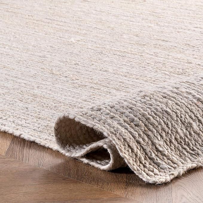 nuLOOM 2x4 Rigo Jute Hand Woven Area Rug, Off White, Solid Farmhouse Design, Natural Fiber, For Bedroom, Living Room, Dining Room, Hallway, Office, Kitchen, Entryway