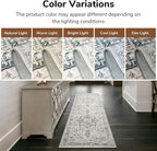 Lessymo Washable 2x6 Runner Rug for Hallway Entryway, Non Slip Kitchen Area Rugs Indoor Mat for Bedroom Bathroom Laundry Farmhouse, Soft Vintage Floor Carpet Stain Resistant Low Pile, Grey/Brown