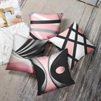 Emvency Set of 4 Soft Pink Throw Pillow Covers Modern Abstract Black Grey Stripes Gray White Acrylic Bold Decorative Pillow Cases Home Decor Square 16x16 Inches Pillowcases