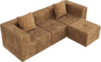 WLIVE 108'' Cloud Sectional Couches for Living Room, Modular Boneless Couch with Left Facing Chaise, L Shape Memory Foam Corduroy, with Ottoman, Brown