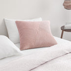 Topfinel Pack of 2 Decorative Pink Throw Pillow Covers 16x16 Inch Modern Farmhouse Spring Home Decor Soft Corduroy Textured Boho Striped for Sofa Living Room Couch Bed