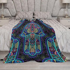 Boho Mandala Throw Blanket Colorful Hand Bohemian Blanket for Sofa Bed Couch Chair Or Dorm 60"x80"