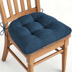 AddGrace Chair Cushions for Dining Chairs Set of 1 Kitchen Seat Cushions with Ties and Non Slip Backing Tufted Indoor Seat Pad for Kitchen Dining Room 18" x 17" x 3" Navy