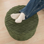 Fluffy Round Ottoman Pouf with All-in-One Foam Filling 20" x 14" Furry Ottoman Foot Rest Foot Stool for Living Room or Bedroom (Green)
