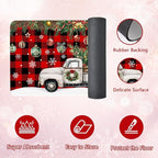 Christmas Rugs for Kitchen Floor, Red Buffalo Plaid Christmas Truck Mats for Kitchen Floor Rubber Non Slip, 2PCS Farmhouse XmasTree Kitchen Mat Cushioned for Room Doorway 15.7"×27.5" +15.7"×47"