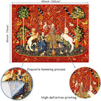 FEASRT Medieval Princess Tapestry Maiden and Unicorn - European Royal Tapestry, 40x30 Inches Soft Flannelette, for Living Room Royal Historical Decor