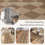 Lahome Colette Checkered Easy Jute Runner Rug, 2x6 Kitchen Mats for Floor Non Slip Washable Entryway Runner, Checkerboard Nature Indoor Outdoor Carpet for Hallway 6ft Entry