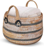Zerodeko Woven Storage Baskets Straw Planter Basket Toy Blanket Organizer Seagrass Laundry Large Wicker Plant Tree for Dirty Clothes Pillows