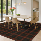 Easy Jute 8x10 Buffalo Plaid Living Room Rug - Retro Black and Red Rug for Dining Room Under Table, Non Slip Washable Carpet for Bedroom Under Bed and Fireplace, Washable Woven Fall & Holiday Decor