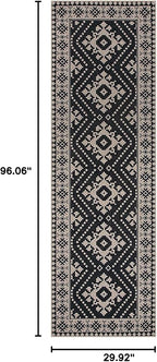 Lahome Bijou Moroccan Easy Jute Outdoor Runner Rug, 2x8 Washable Black Hallway Kitchen Runner Rug with Rubber Backing, Farmhouse Indoor Outdoor Carpet for Hallway 8ft Entryway Porch