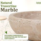 Travertine Decorative Bowl - 7.8” Diameter & 2” Height - Key Bowl for Entryway Table - Travertine - Organic Modern Centerpiece - Beige/Natural