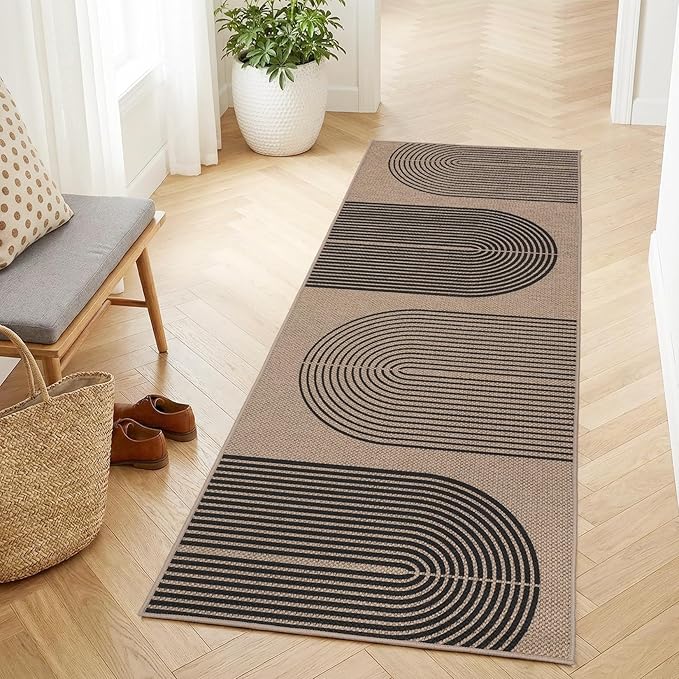 GarveeHome Modern Rainbow Easy Jute Runner Rug, 2x8 Runner Rug for Hallways - Non-Slip Indoor Outdoor Carpet, Washable for High Traffic Laundry Room, Kitchen, Entryway