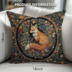 YOU FOUND ME William Morris Abstract Vintage Floral Velvet Fox Design Throw Pillow Covers Home Decor, Retro Art Decor Pillowcase Cushion Cover for Bed Sofa Living Room, Square 18x18inch (Fox)