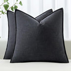 MIULEE Decorative Linen Pillow Covers 20x20 Inch Dark Gray Boho Farmhouse Neutral Couch Throw Pillows for Bed Pack of 2 Accent Modern Pillowcase Sofa Livingroom Home Decor