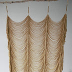 Macrame Curtain Boho Curtain Doorway Window Wall Decor Fiber Yarn Art Handwoven Wall Hanging Art Craftsmanship Home Door Bedroom Wedding Backdrop Arch,Closet Room Divider 59" W x 75" H (1 Panel,Khaki)