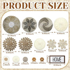 Xuhal 15 Pcs Boho Wall Basket Decor Handcrafted Seagrass Woven Wall Basket Rustic Round Woven Hanging Art for Home Farmhouse Kitchen Table Living Room(Elegant Style)