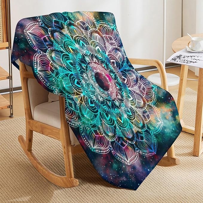 Colorful Mandala Throw Blanket Bohemian Boho Galaxy Blanket for Sofa Bed Couch Chair Or Dorm 30"x40"