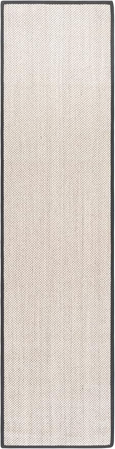 SAFAVIEH Natural Fiber Collection Runner Rug - 2'6" x 10', Marble & Dark Grey, Sisal, Woven Design with Border (NF143D)