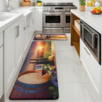 MAYHMYO Grape Wine Kitchen Mat Set of 2 - Anti Fatigue Mats for Kitchen Floor - Non Slip Cushioned Rugs for Standing (17.3"×29"+17.3"×47"-0.4")