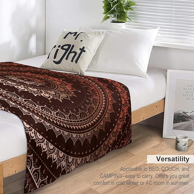 Mandala Throw Blanket Enclosing Magic Circle Egyptian Folkloric Culture Pattern Blanket for Sofa Bed Couch Chair Or Dorm 40"x50"
