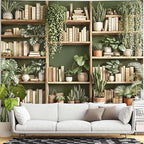 Accnicc Green Plant Bookshelf Tapestry Botanical Bookshelf Tapestries Wall Hanging Modern Potted Plants Bookshelf Backdrop Extra Large Tapestry for Bedroom Living Room Dorm 90 x 68 inch