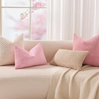 Kevin Textile Valentines Day 12x20 Inch Pillow Cover 1 Pack Boho Decorative Soft Striped Corduroy Lumbar Farmhouse Accent Rectangle Cushion Case for Living Room Couch Sofa Bed, Dark Pink