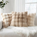 MIULEE Faux Fur Pillow Covers Thick Soft Plush Lumbar Throw Pillows Luxury Spring Home Decor for Couch Bed Bedroom Living Room Sofa,12x20 Inch Pack of 2 Khaki