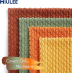 MIULEE Burnt Orange Decorative Throw Pillow Covers for Couch Modern Striped Cushion Covers Soft Corduroy Pillowcase Home Decor for Bed Sofa Living Room 18x18 Inch Set of 4 Yellow Orange