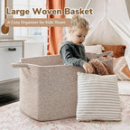 Goodpick Blanket Basket, Woven Baskets for Storage, Extra Large Storage Basket for Clothes, Toys, Dirty Clothes Basket for Laundry, Living Room, 23.6" x 15.7" x 13.8", Brown, 85L