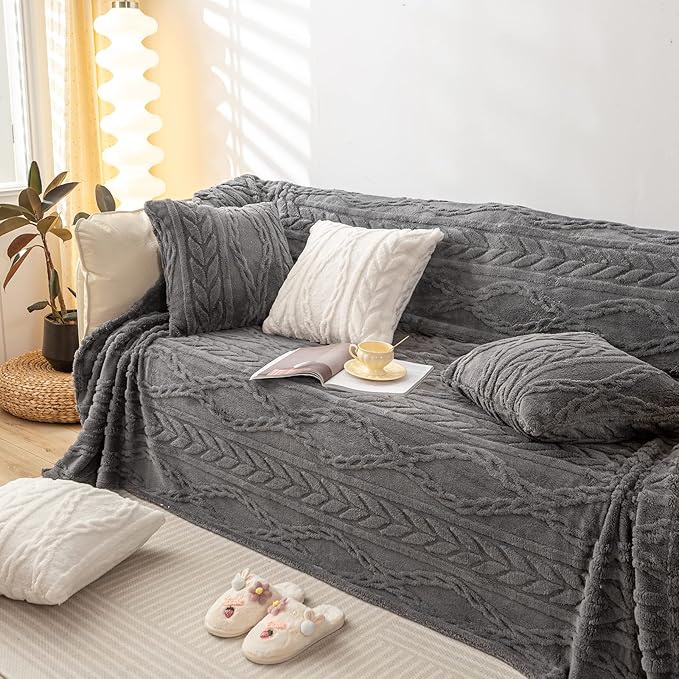 YUSOKI Twin XL Blanket Single Layer,Weight(3.1lb),370GMS-3D Stylish Design for Gift Home Decor (Grey,65"x90")