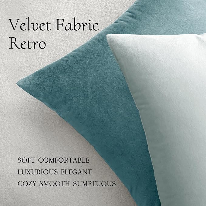 MIULEE Velvet Throw Pillow Covers 18x18 Inch, Pack of 2 - Baby Blue, Soft Solid Decorative Pillow Covers Cushion Cases Modern Luxury Home Decor for Spring Couch Sofa Bedroom Livingroom