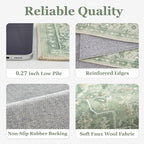 Sage Green 2x3 Washable Kitchen Rugs Non Slip, Cottagecore Cozy Ultra Thin Door Mats Indoor Entrance, Soft Vintage Medallion Entryway Rug, Small Rug for Inside Entry/Foyer/Bathroom/Bedside