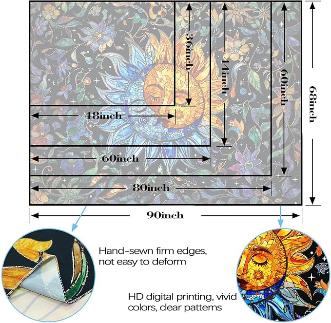 Accnicc Sun and Moon Tapestry Boho Hippie Floral Wall Tapestry for Bedroom Aesthetic Vintage Stained Glass Celestial Plant Large Tapestries Wall Hanging for Living Room Dorm 80 x 60 Inch
